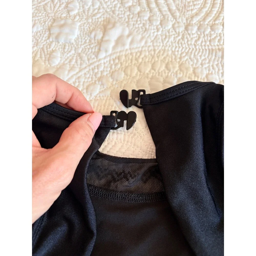 Danz N Motion Little Girls Black Dance Leotard Skirt Mesh Detail Open Back
